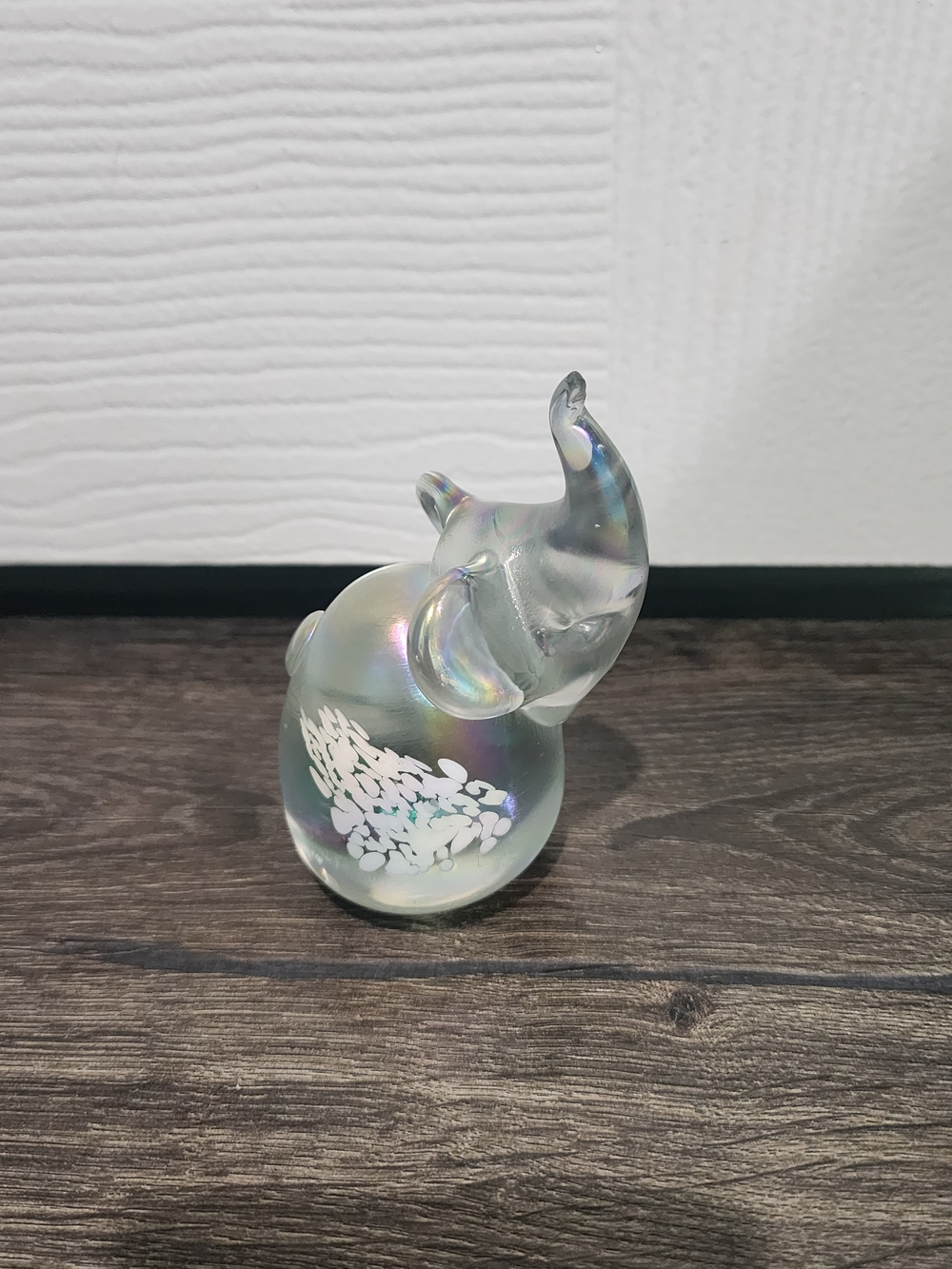 Vintage Albert E Price Clear & Iridescent Glass Elephant Figurine Paperweight